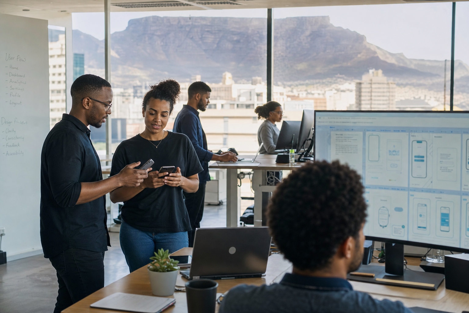 Cape Town mobile app development team collaborating on Android and iOS devices